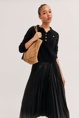 RIVAGE BLACK GOLD-BUTTON POLO SWEATER