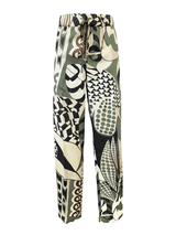 KAKI ABSTRACT PRINT RELAXED TROUSERS
