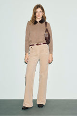 RILA SAND REMOVABLE COLLAR WOOL CARDIGAN