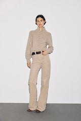 RYANA STAND UP COLLAR HEATHERED SWEATER