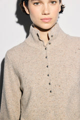 RYANA STAND UP COLLAR HEATHERED SWEATER