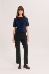 RUTA NAVY SHORT-SLEEVED BRUSHED WOOL SWEATER