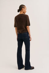 RUTA CINNAMON SHORT-SLEEVED BRUSHED WOOL SWEATER
