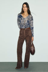 RHEA PRINTED WOOL V-NECK SWEATER