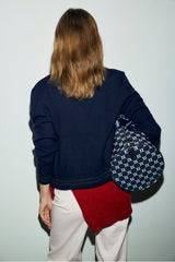 REA NAVY BOMBER-STYLE CARDIGAN