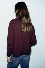 REA REDWINE BOMBER-STYLE CARDIGAN