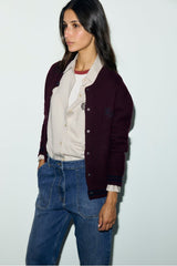 REA REDWINE BOMBER-STYLE CARDIGAN