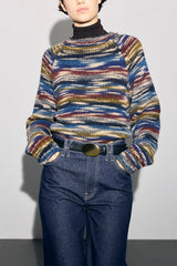 ROANE THICK HEATHERED-STRIPED SWEATER