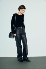 REIA BLACK RHINESTONE WOOL SWEATER