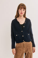 RUDA BLUE GOLDEN BUTTONS THICK CARDIGAN