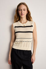 LORYNE STRIPED CROCHET TOP