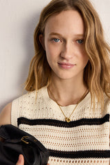 LORYNE STRIPED CROCHET TOP