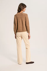 ROSE MARL CABLE-KNIT SWEATER