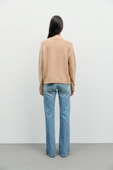 RICA BEIGE ROUND NECK CASHMERE SWEATER