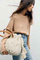 RICA BEIGE ROUND NECK CASHMERE SWEATER