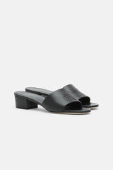 UBEDA BLACK LEATHER STRAP SANDALS