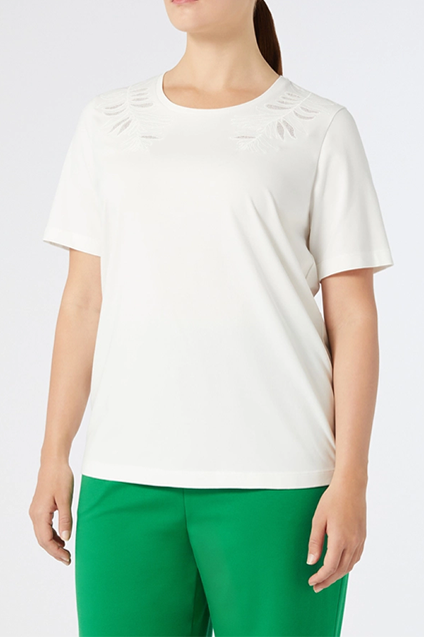 UGUALE WHITE LEAF DETAIL JERSEY T-SHIRT