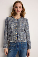 MARILINE COLLARLESS TWEED LUREX JACKET