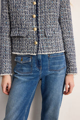 MARILINE COLLARLESS TWEED LUREX JACKET