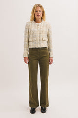 JALINE COLLARLESS TWEED LUREX JACKET