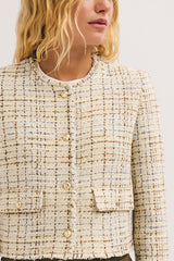 JALINE COLLARLESS TWEED LUREX JACKET