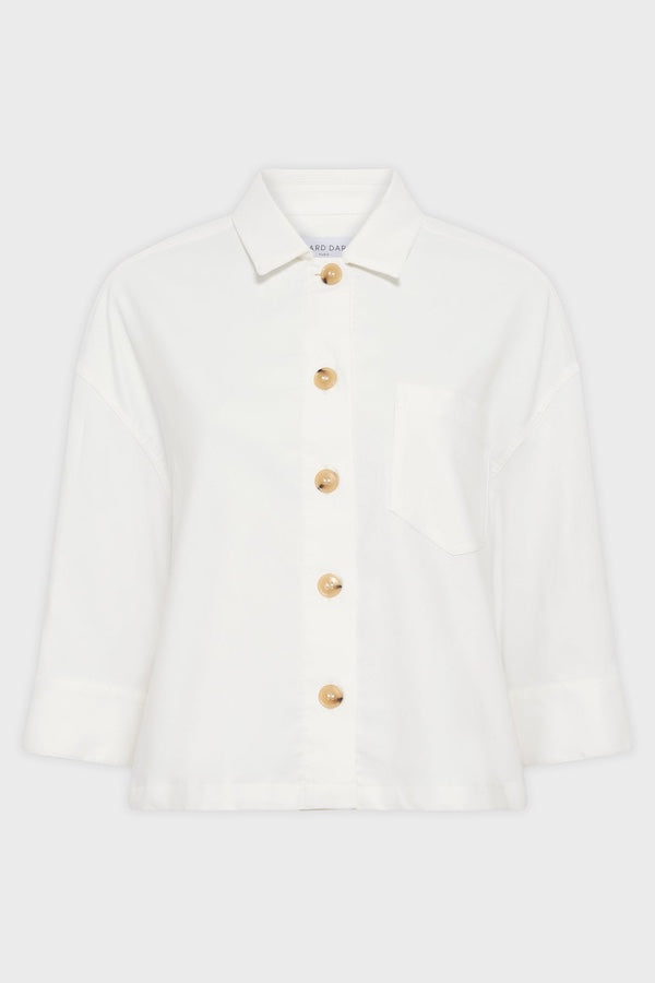 RISELA ECRU LOOSE COTTON SHORT JACKET