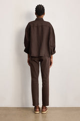 MANELLE TAUPE LYOCELL LINEN FLUID OVERSHIRT