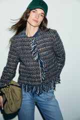JOYA FRINGED TWEED LUREX JACKET