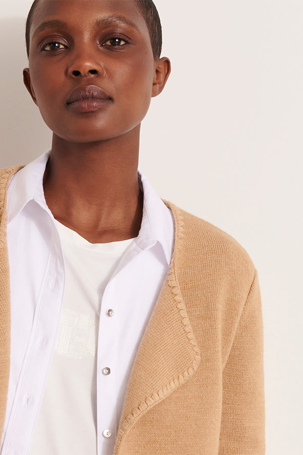 VALEANDRE1927 BEIGE MERINO WOOL ALPACA KNITTED JACKET