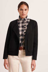 VALEANDRE1927 BLACK MERINO WOOL ALPACA KNITTED JACKET