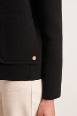 VALEANDRE1927 BLACK MERINO WOOL ALPACA KNITTED JACKET