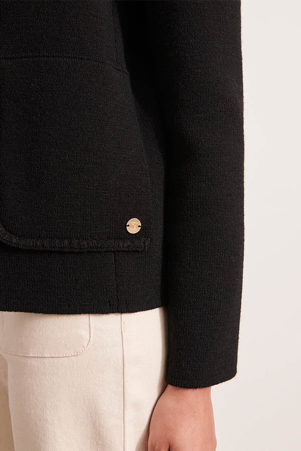 VALEANDRE1927 BLACK MERINO WOOL ALPACA KNITTED JACKET