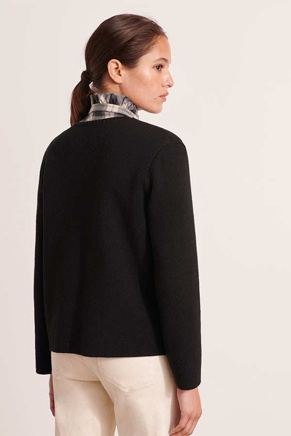VALEANDRE1927 BLACK MERINO WOOL ALPACA KNITTED JACKET