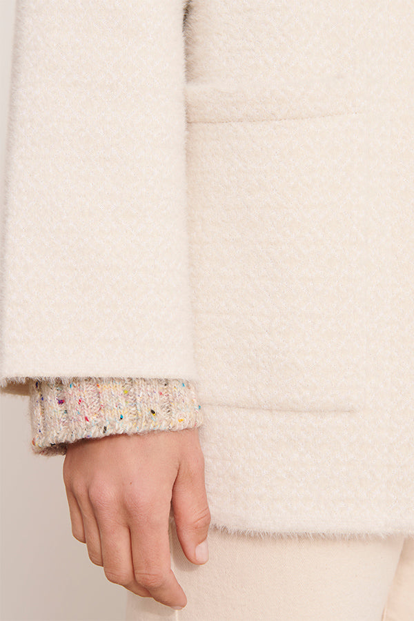 VALERIANE WHITE HAIRY JACQUARD KNIT JACKET