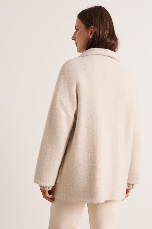 VALERIANE WHITE HAIRY JACQUARD KNIT JACKET
