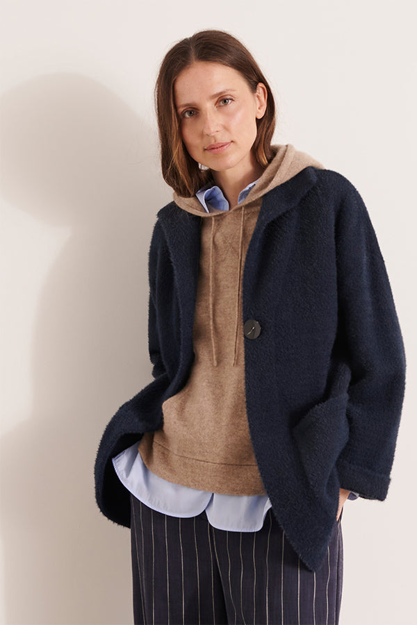 VALERIANE BLUE HAIRY JACQUARD KNIT JACKET