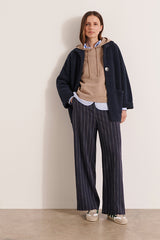 VALERIANE BLUE HAIRY JACQUARD KNIT JACKET