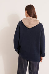 VALERIANE BLUE HAIRY JACQUARD KNIT JACKET