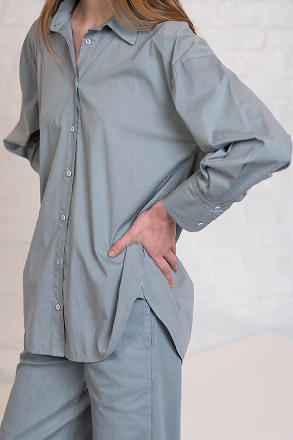 VALERIA BLUE OVERSIZED POPELINE SHIRT