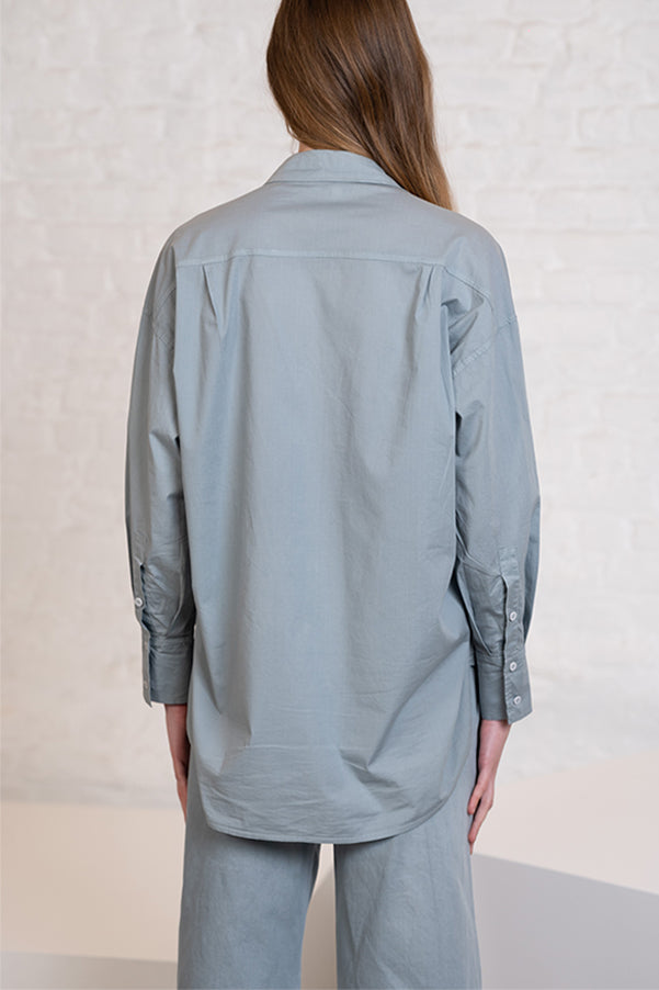 VALERIA BLUE OVERSIZED POPELINE SHIRT