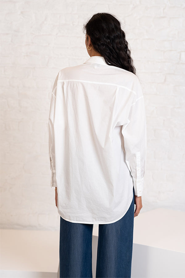 VALERIA WHITE OVERSIZED POPELINE SHIRT