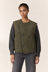 VAS KHAKI REVERSIBLE FAUX FUR JACKET