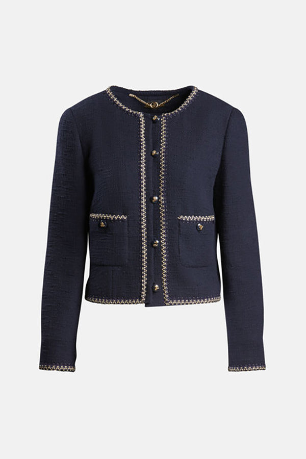 VEDA DARK BLUE WOOVEN JACKET