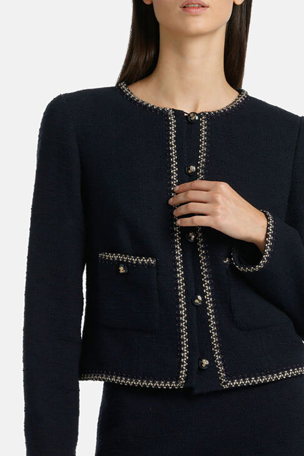 VEDA DARK BLUE WOOVEN JACKET