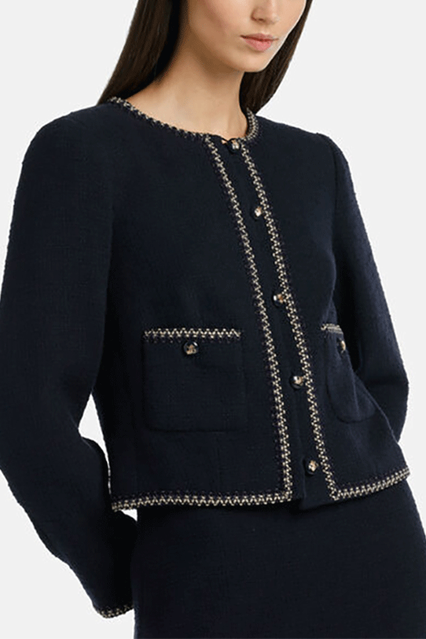 VEDA DARK BLUE WOOVEN JACKET