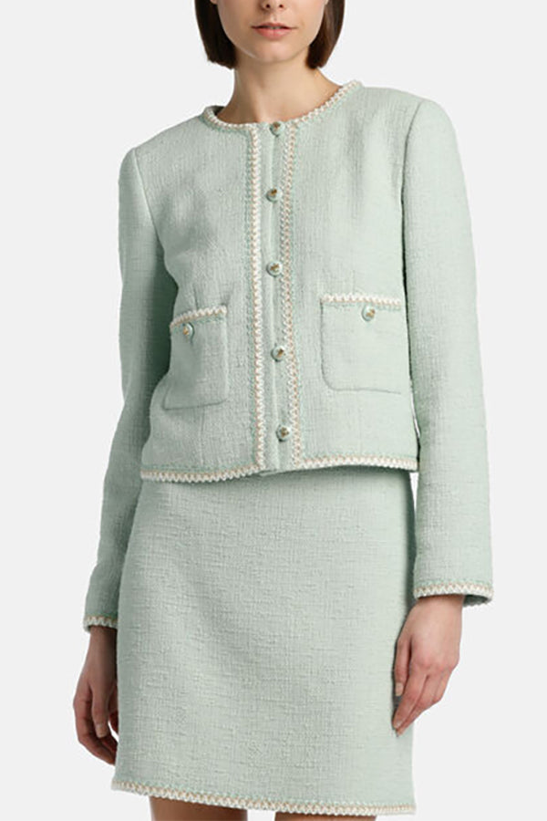 VEDA MINT GREEN WOOVEN JACKET