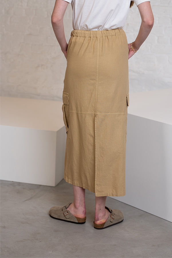 VICKY BEIGE LINEN LONG SKIRT