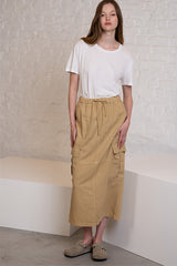 VICKY BEIGE LINEN LONG SKIRT