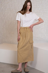 VICKY BEIGE LINEN LONG SKIRT