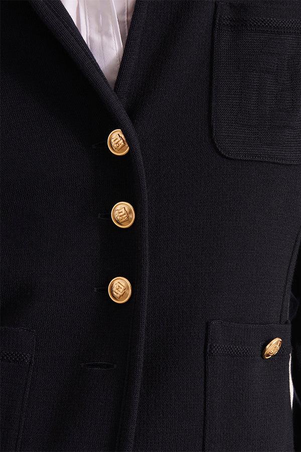 VICTORINE1927-12 BLUE MERINO WOOL MILANO KNITTED JACKET